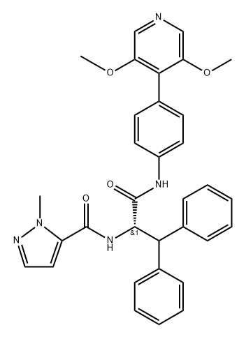 (S)-N-[1-[[4-(3,5-二甲氧基-4-吡啶基)苯基]氨基]-1-氧代-3,3-二苯基-2-丙基]-1-甲基-1H-吡唑-5-甲酰胺 结构式