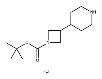 1-Azetidinecarboxylic acid, 3-(4-piperidinyl)-, 1,1-dimethylethyl ester, hydrochloride (1:1) 结构式