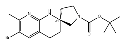 (S)-6'-溴-7'-甲基-3',4'-二氢-1'H-螺[吡咯烷-3,2'-[1,8]萘啶]-1-羧酸叔丁酯 结构式