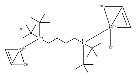 [1,4-双(二叔丁基膦基)丁烷]双[(烯丙基)氯化钯(II)] 结构式
