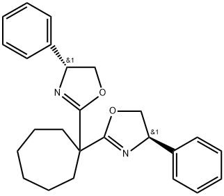 (4R,4'R)-2,2'-(环庚烷-1,1-二基)双(4-苯基-4,5-二氢噁唑) 结构式