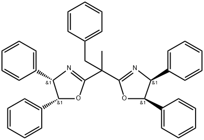 (4S,4'S,5R,5'R)-2,2'-(1-苯基丙烷-2,2-二基)双(4,5-二苯基-4,5-二氢恶唑) 结构式