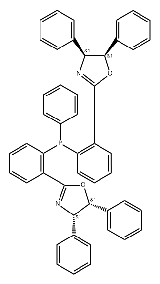 (4S,4'S,5R,5'R)-2,2'-((苯基膦二基)双(2,1-亚苯基))双(4,5-二苯基-4,5-二氢恶唑) 结构式