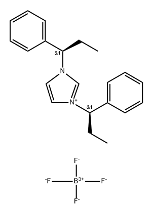 1,3-双((R)-1-苯基丙基)-1H-咪唑-3-鎓四氟硼酸盐 结构式