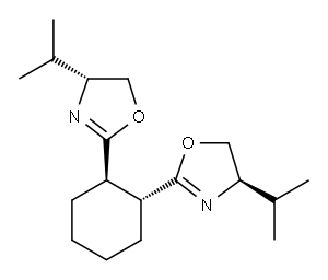 (1R,2R)-1,2-双((R)-4-异丙基-4,5-二氢恶唑-2-基)环己烷 结构式