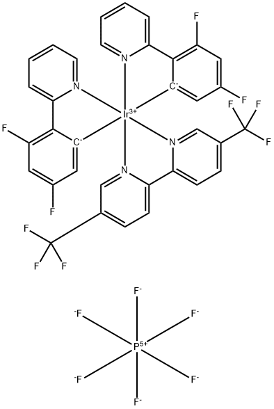 5,5'-双-三氟甲基]双[2-(2,4-二氟苯基)吡啶]铱(III)六氟磷酸盐 结构式