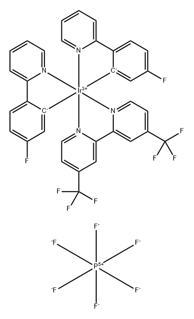 4,4'-双-三氟甲基]双[(4-氟苯基)吡啶]铱(III)六氟磷酸盐 结构式