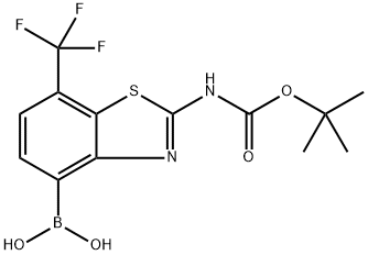 (2-((叔丁氧基羰基)氨基)-7-(三氟甲基)苯并[D]噻唑-4-基)硼酸 结构式