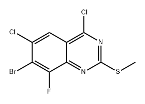 7-溴-4,6-二氯-8-氟-2-(甲硫基)喹唑啉 结构式