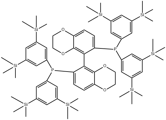 (S)-6,6'-双(双(3,5-双(三甲基硅烷基)苯基)膦基)-2,2',3,3'-四氢-5,5'-联苯并[B][1,4]二氧杂环己烷基 结构式