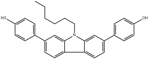 4,4'-(9-己基-9H-咔唑-2,7-二基)二苯酚 结构式