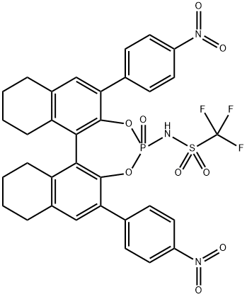(11BR)-N-(2,6-双(4-硝基苯基)-4-氧化-8,9,10,11,12,13,14,15-八氢二萘并[2,1-D:1',2'-F][1,3,2]二氧杂磷杂环庚-4-基)-1,1,1-三氟甲磺酰胺 结构式