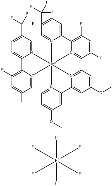 (4,4'-二甲氧基-2,2'-联吡啶-ΚN1,ΚN1')双[3,5-二氟-2-(5-三氟甲基-2-吡啶基-ΚN)苯基-ΚC]铱 六氟磷酸盐 结构式