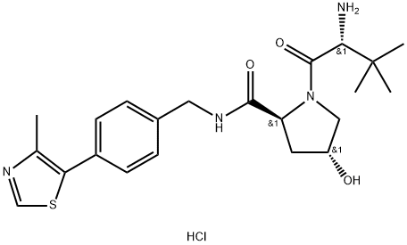 (2S,4R)-1-((R)-2-amino-3,3-dimethylbutanoyl)-4-hydroxy-N-(4-(4-methylthiazol-5-yl)benzyl)pyrrolidine-2-carboxamide hydrochloride 结构式