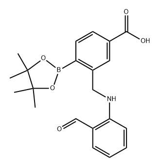 3-(((2-甲酰基苯基)氨基)甲基)-4-(4,4,5,5-四甲基-1,3,2-二氧硼烷-2-基)苯甲酸 结构式