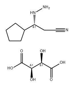 (R)-3-环戊基-3-肼基丙腈-L-酒石酸盐 结构式