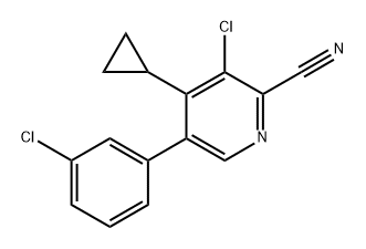 3-chloro-5-(3-chlorophenyl)-4-cyclopropylpicolinonitrile 结构式