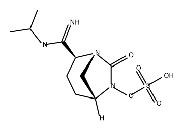 (2S,5R)-2-(N-isopropylcarbamimidoyl)-7-oxo-1,6-diazabicyclo[3.2.1]octan-6-yl hydrogensulfate 结构式