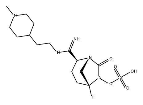 (2S,5R)-2-(N-(2-(1-METHYLPIPERIDIN-4-YL)ETHYL)CARBAMIMIDOYL)-7-OXO-1,6-DIAZABICYCLO[3.2.1]OCTAN-6-YL 结构式