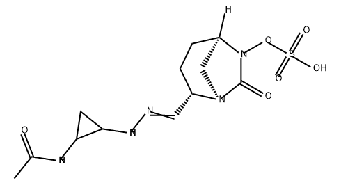 (2S,5R)-2-(N-(2-ACETAMIDOCYCLOPROPYL)CARBAMIMIDOYL)-7-OXO-1,6-DIAZABICYCLO[3.2.1]OCTAN-6-YL HYDROGEN 结构式