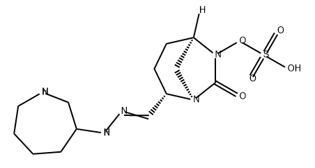 (2S,5R)-2-(N-(azepan-3-yl)carbamimidoyl)-7-oxo-1,6-diazabicyclo[3.2.1]octan-6-yl hydrogensulfate 结构式
