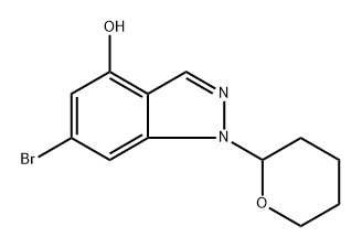 6-溴-1-(四氢-2H-吡喃-2-基)-1H-吲唑-4-醇 结构式