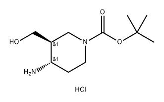 (3S,4S)-1-BOC-4-氨基-3-羟甲基-哌啶盐酸盐 结构式