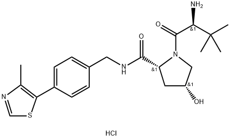 (2R,4R)-1-((S)-2-amino-3,3-dimethylbutanoyl)-4-hydroxy-N-(4-(4-methylthiazol-5-yl)benzyl)pyrrolidine-2-carboxamide hydrochloride 结构式