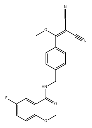N-[[4-(2,2-二氰基-1-甲氧基-乙烯基)苯基]甲基]-5-氟-2-甲氧基苯甲酰胺 结构式