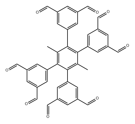 4'-,5'-双(3,5-二甲酰基苯基)-3'-,6'-二甲基-[1,1'-:2'-,1'-三苯基]-3,3'',5,5'-四甲醛 结构式