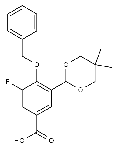4-(苄氧基)-3-(5,5-二甲基-1,3-二噁烷-2-基)-5-氟苯甲酸 结构式