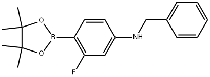 Benzenemethanamine, N-[3-fluoro-4-(4,4,5,5-tetramethyl-1,3,2-dioxaborolan-2-yl)phenyl]- 结构式