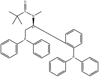 S(R)]-N-[(1S)-2-(二苯基膦)-1-[2-(二苯基膦)苯基]乙基]-N-甲基-2-叔丁基亚磺酰胺 结构式