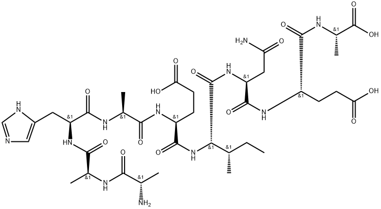 L-Alanine, L-alanyl-L-alanyl-L-histidyl-L-alanyl-L-α-glutamyl-L-isoleucyl-L-asparaginyl-L-α-glutamyl- (9CI) 结构式