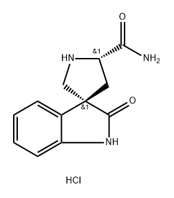 (3R,5'S)-2-氧代螺[吲哚啉-3,3'-吡咯烷]-5'-甲酰胺盐酸盐 结构式