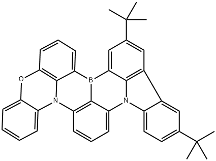 10,13-二-叔丁基-5-氧杂-15B,18B-二氮杂-8B-硼苯并[J]芴并[1,9-AB]苝 结构式