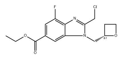 ethyl 2-(chloromethyl)-7-fluoro-3-[[(2S)-oxetan-2-yl]methyl]benzimidazole-5-carboxylate 结构式