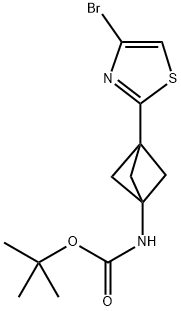 叔丁基(3-(4-溴噻唑-2-基)双环[1.1.1]戊烷-1-基)氨基甲酸酯 结构式