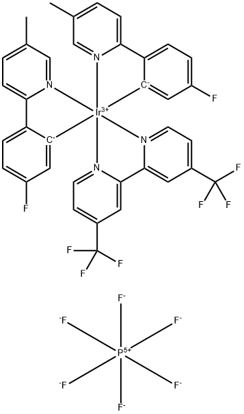 4,4'-双-三氟甲基]双[(5-氟-2-(5-甲基-2-吡啶基)苯基]铱(III)六氟磷酸盐 结构式