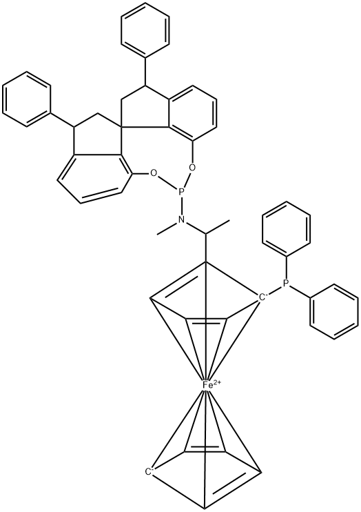 (1S)-1-(二苯基膦基)-2-[(1S,-1-[甲基[(10S,11AR,13S)-10,11,12,13-四氢-10,13-二苯基二茚并[7,1-DE:1′,7′-FG][1,3,2]二氧膦-5-基]氨基]乙基]二茂铁 结构式