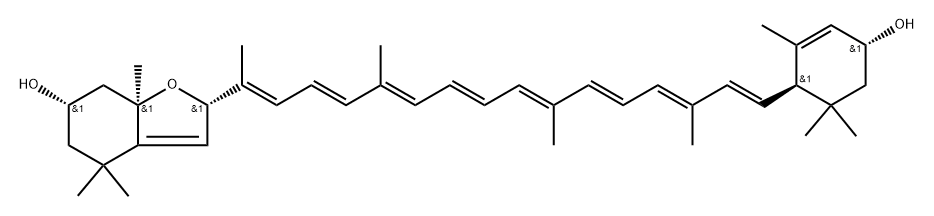 .beta.,.epsilon.-Carotene-3,3-diol, 5,8-epoxy-5,8-dihydro-, (3S,3R,5R,6R,8S)- 结构式