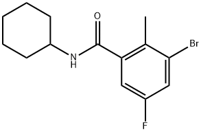 3-bromo-N-cyclohexyl-5-fluoro-2-methylbenzamide 结构式