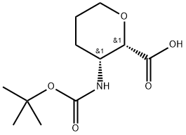 (2S,3R)-3-((叔丁氧基羰基)氨基)四氢-2H-吡喃-2-羧酸 结构式