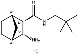REL-(1S,2S,3R,4R)-3-氨基-N-新戊基双环[2.2.1]庚烷-2-甲酰胺盐酸盐 结构式