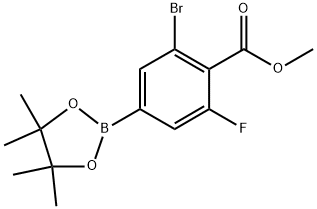 2-溴-6-氟-4-(4,4,5,5-四甲基-1,3,2-二氧杂波仑-2-基)苯甲酸甲酯 结构式