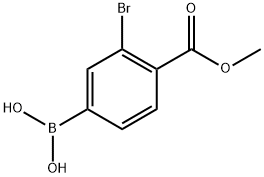 (3-溴-4-(甲氧羰基)苯基)硼酸 结构式