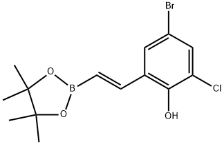(E)-4-溴-2-氯-6-(2-(4,4,5,5-四甲基-1,3,2-二氧杂硼烷-2-基)乙烯基)苯酚 结构式