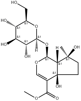 (1S)-1α-(β-D-Glucopyranosyloxy)-1,4a,5,6,7,7aα-hexahydro-4aα,7α-dihydroxy-7-methylcyclopenta[c]pyran-4-carboxylic acid methyl ester 结构式