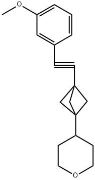 4-(3-((3-methoxyphenyl)ethynyl)bicyclo[1.1.1]pentan-1-yl)tetrahydro-2H-pyran 结构式