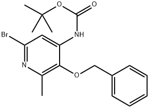 (3-(苄氧基)-6-溴-2-甲基吡啶-4-基)氨基甲酸叔丁酯 结构式